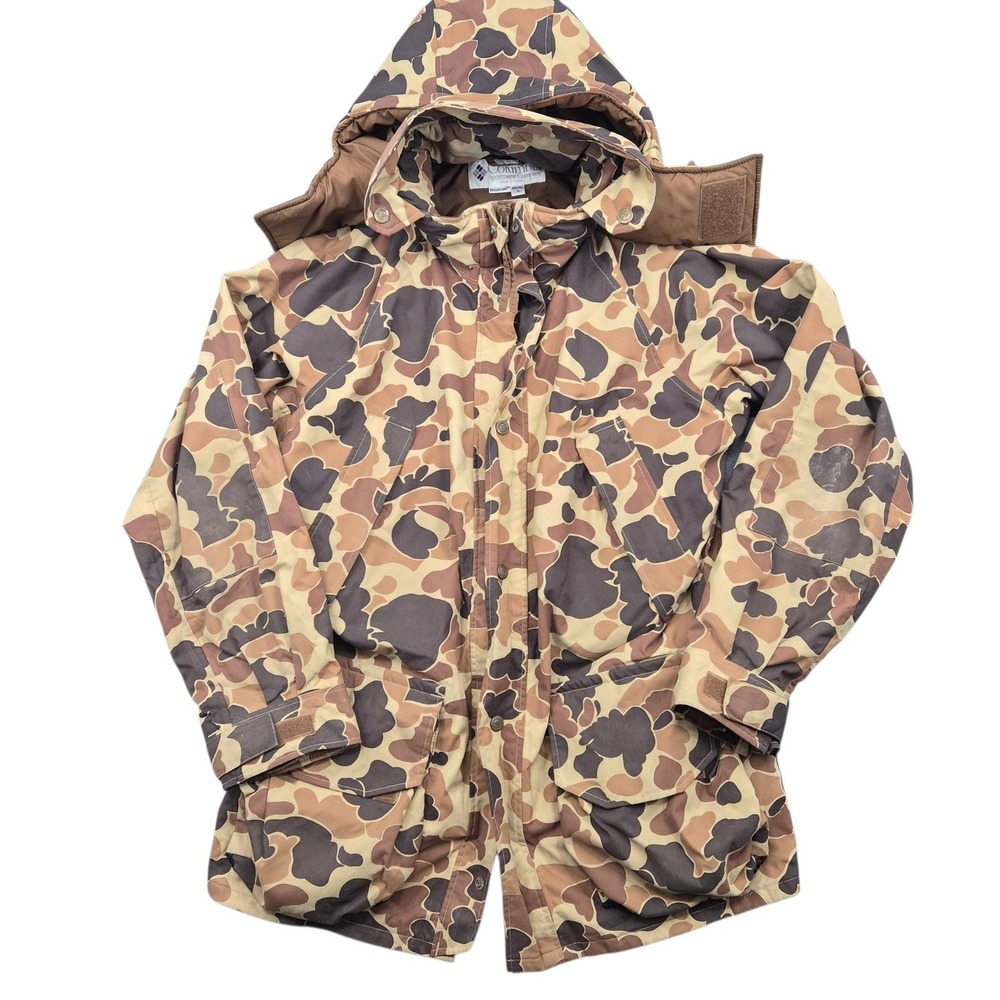 Columbia Vintage Duck Camo Omni-Tech Hunting Parka Jacket Mens Large Tall Brown
